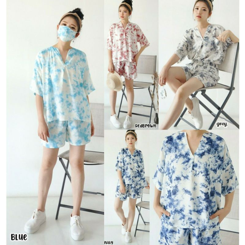 SETELAN RAYON WANITA MOTIF TIE DYE TIE DYE RAYON PENDEK