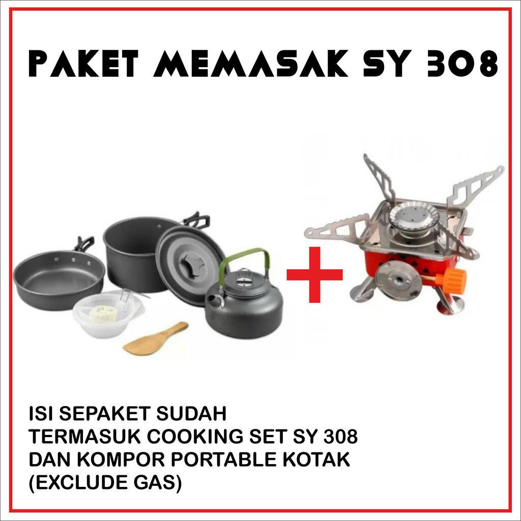 DS-308 cooking set outdoor Nesting kompor portable teko ketelalat masak