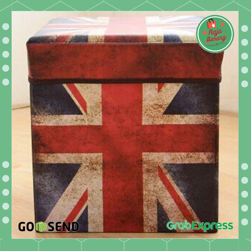 Bangku Kotak Penyimpanan Barang Model Vintage - 30x30x30cm