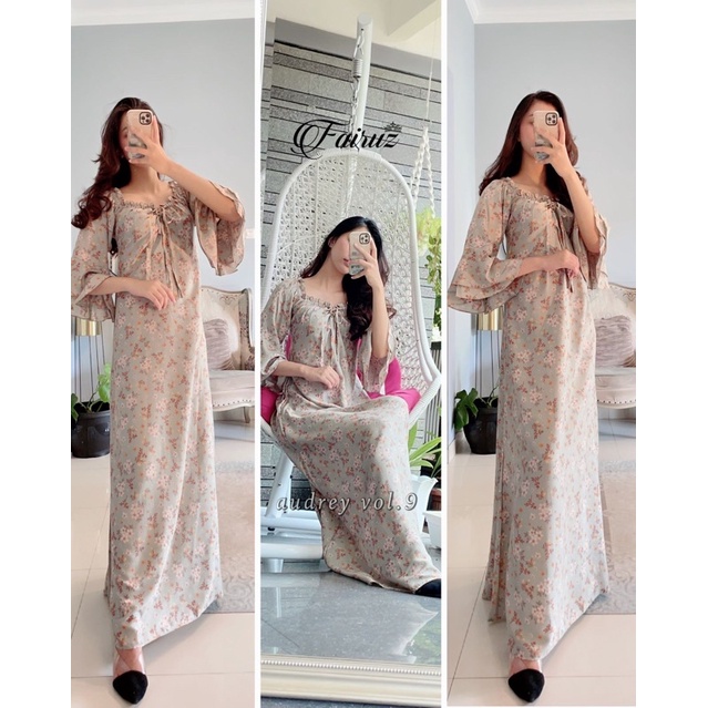 Daster arab FAIRUZ AUDREY Homedress Rayon Homewear Original Label-FAY:HIJAU SOFT VOL.9