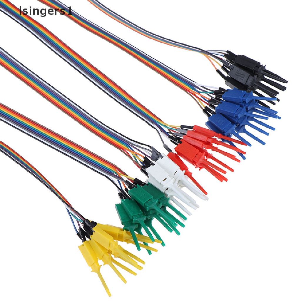 (lsingers1) 10pcs / Set Test Hook / Jepit Buaya 300mm Untuk Kabel Logic Analyzer