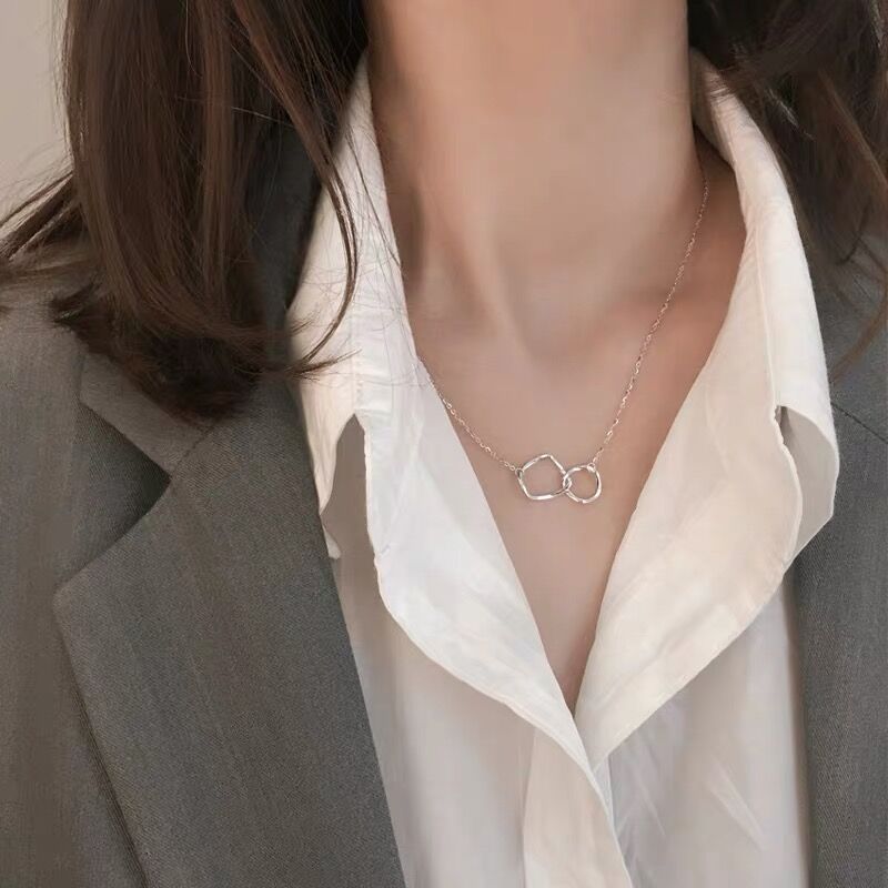 Roselife Korean chic simple necklace minimalist gold/silver office lady daily link chain