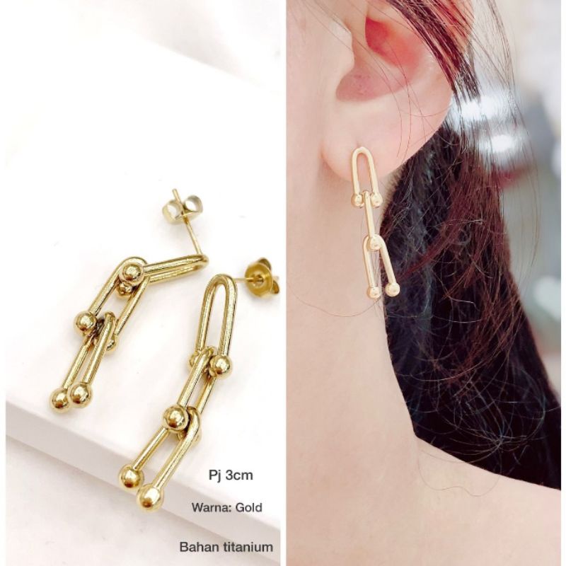 Anting Titanium asli Gold stainless steel Premium Quality anti karat ant198