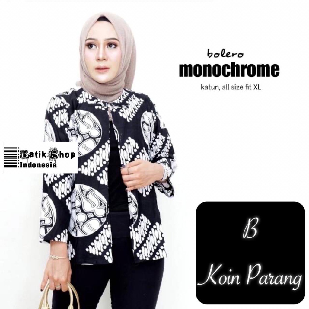 Bolero Monochrome Monokrom Batik 2in1 Modern Seragam Kantor Cantik Baru Casual Santai Kerja