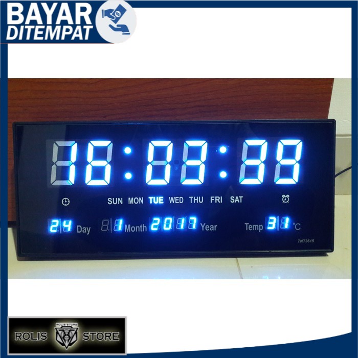 JAM DINDING DIGITAL LED BIRU TNT 3615