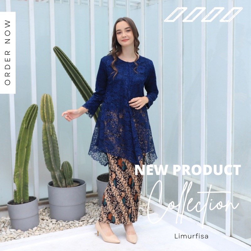 Kebaya Biru Navy / Tunik Brokat / kebaya modern / kebaya wisuda