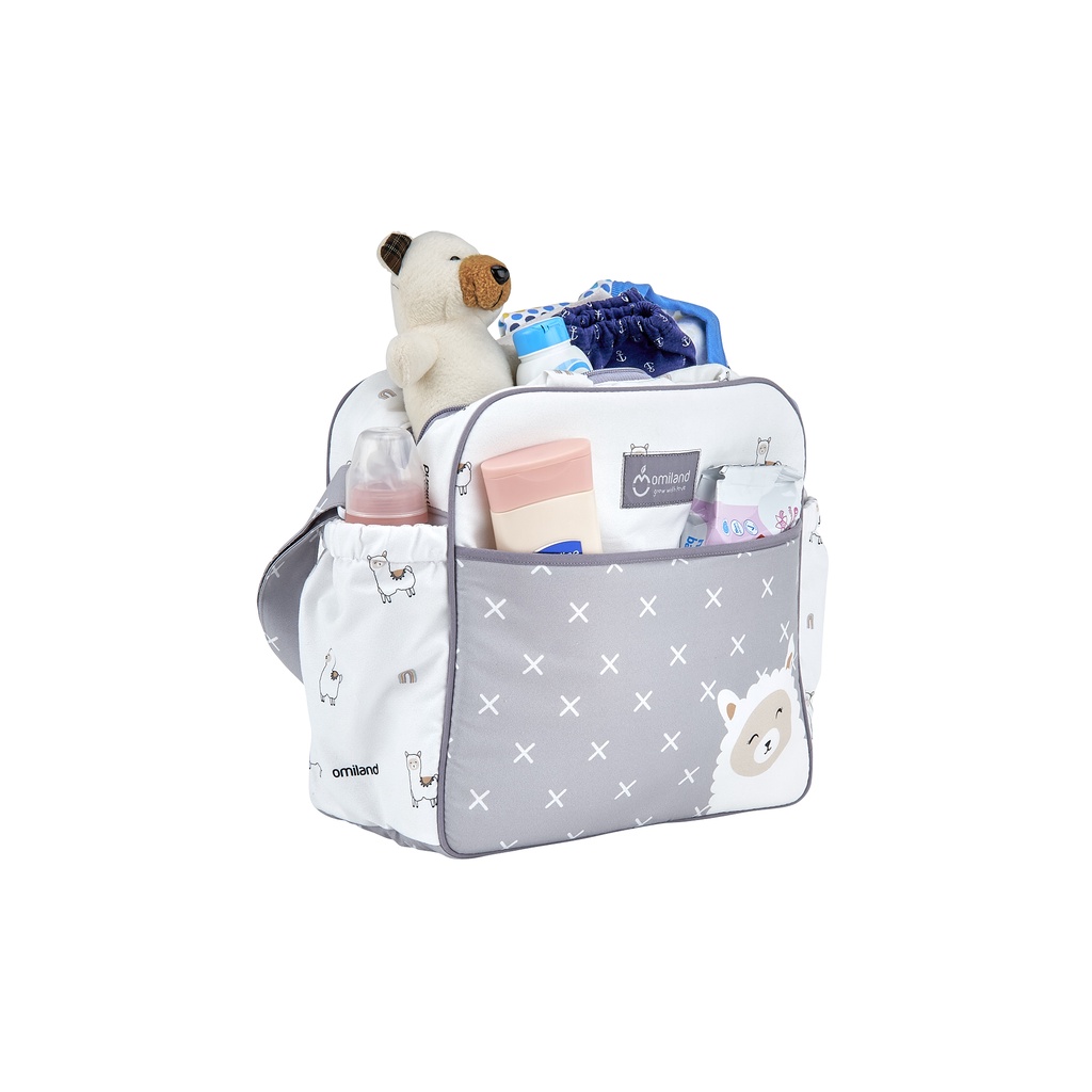 Omiland Tas Perlengkapan Bayi Medium Multi fungsi Diaper Bag Saku Print Alpaca Series - OB 29201-4