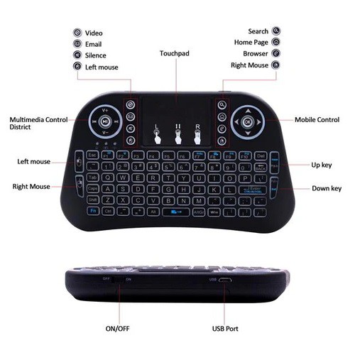 AKN88 - i10 Plus - Mini Wireless Keyboard and Touchpad RGB Backlit