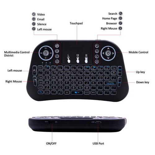 AKN88 - i10 Plus - Mini Wireless Keyboard and Touchpad RGB Backlit