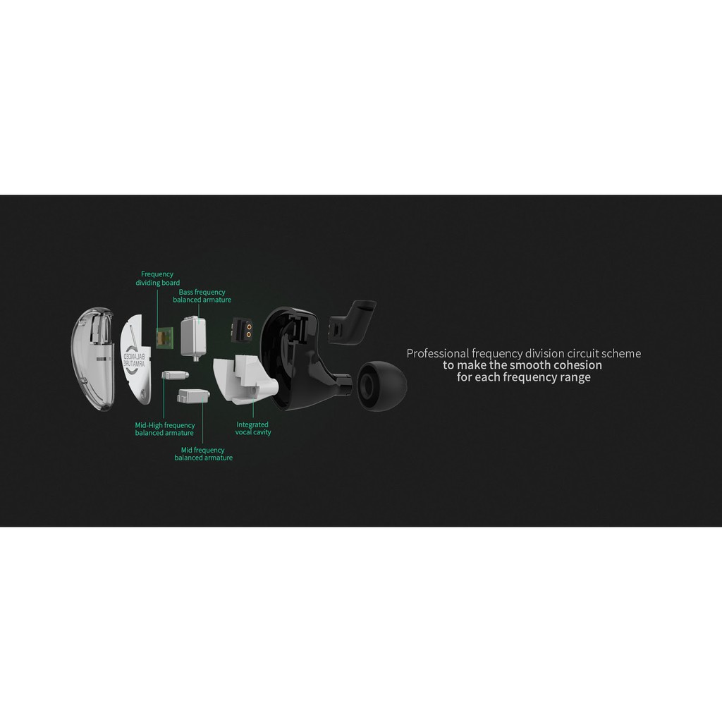 KZ-AS06 Knowledge Zenith KZ-AS6 Pure Balanced Armature Earphone Mic On