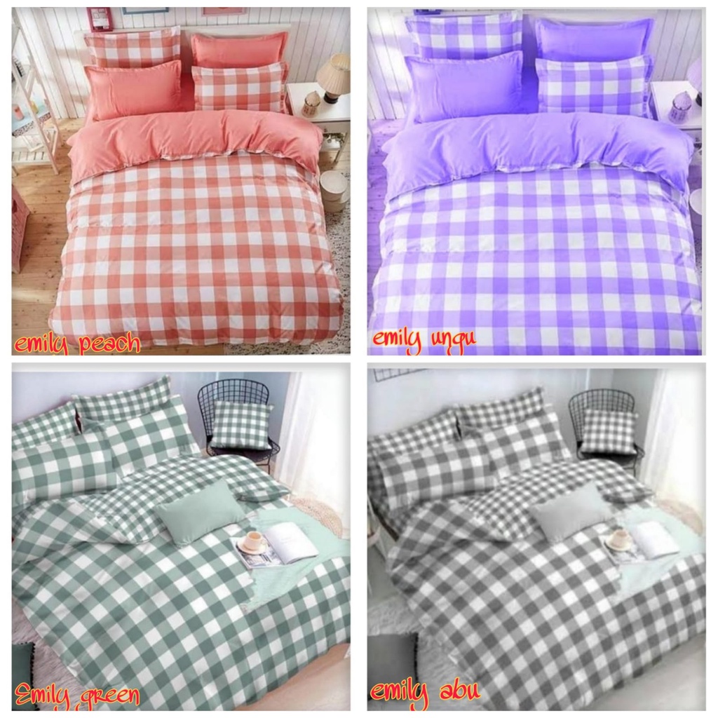 sprei motif minimalis aethetic / sprei emily motif kotak korean style