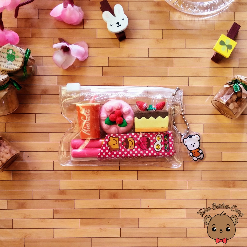 

Set Pensil dan Penghapus Lucu Kue Cola Dessert Happy Day Pink Mainan
