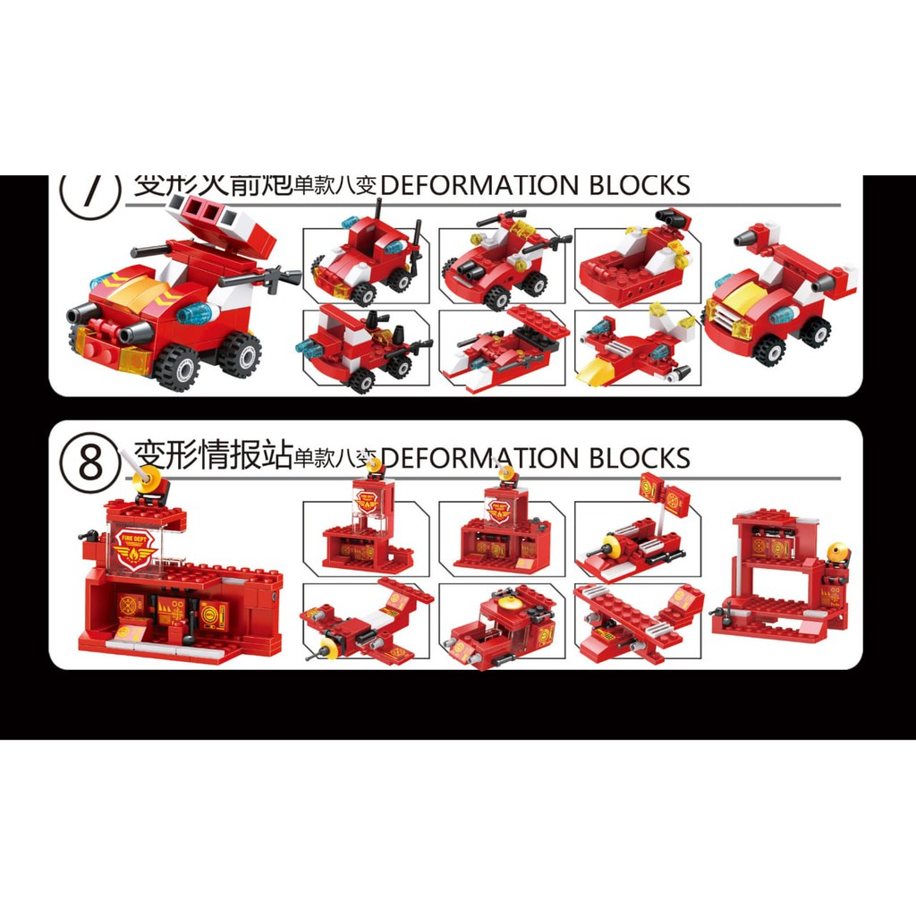 [tma] 632pcs Mainan Balok Susun Robot Mobil Pemadan Kebakaran / Balok Transformer Fire Fighter