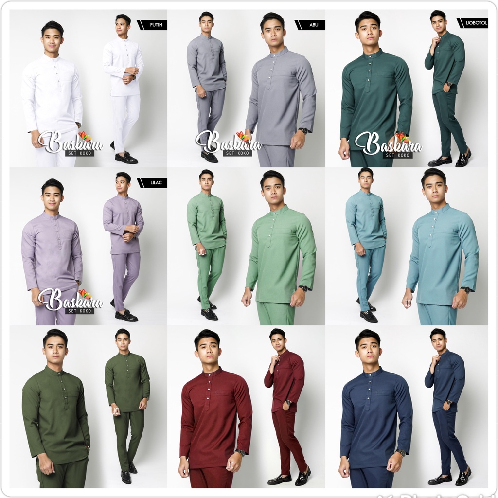 Setelan baju muslim pria dewasa / SET KOKO BASKARA / JC stelan baju Koko Pakistan lengan panjang bah
