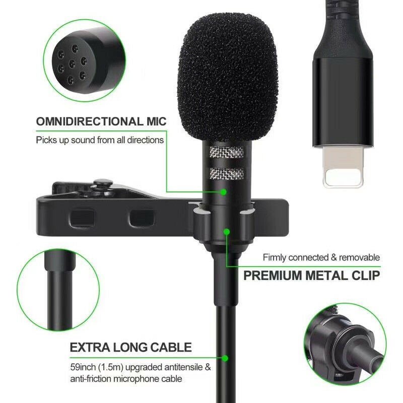 Trend-Microphone Lavalier Mic Clip On Lightning 3.5mm jack Iphone