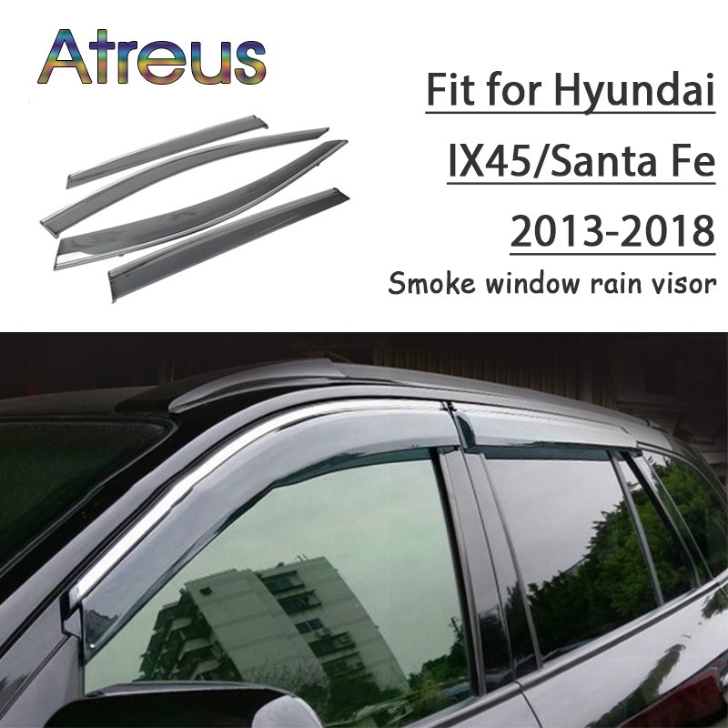 1 Set Visor Pelindung Jendela Mobil Hyundai Santa Fe IX45 Bahan ABS 2013-2018