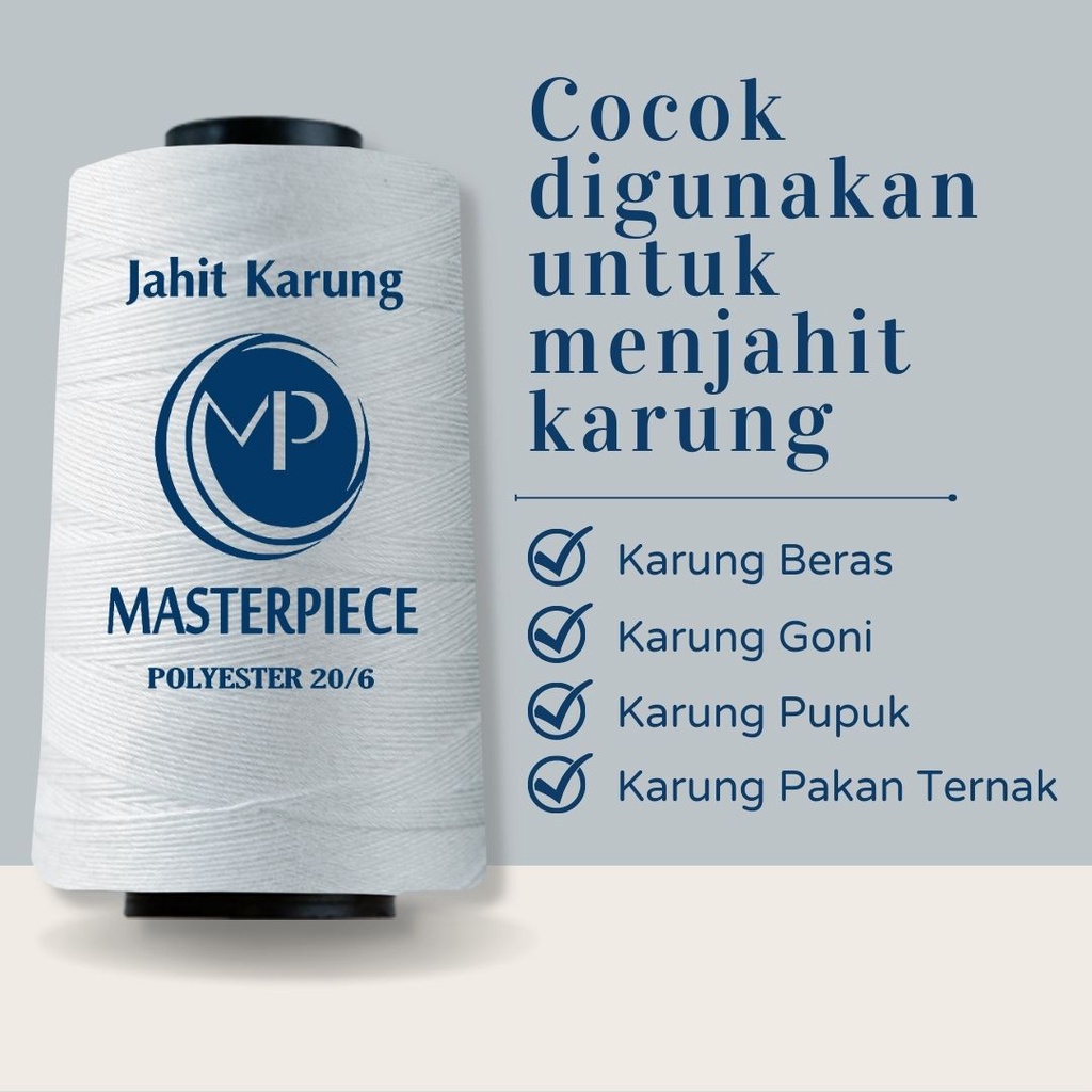 Benang Jahit Karung - Masterpiece - Bahan Polyester (20/6) - 1 pcs - High Quality - Cocok untuk Mesin Karung Beras dan Goni