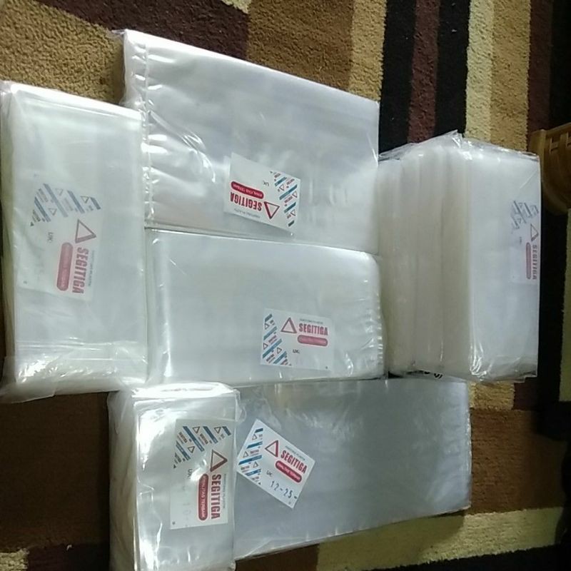 Plastik PP Bening Tebal merk Segitiga Uk 6x10 7x12 7x15 8x12 8x15 9x15 10x15 10x18 12x20
