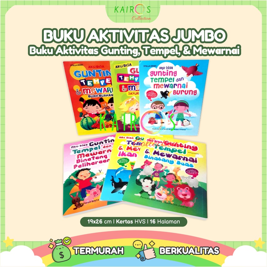 Buku Aktivitas Anak Jumbo - Gunting, Tempel dan Mewarnai (Activity Book) Buku Gunting Tempel Jumbo