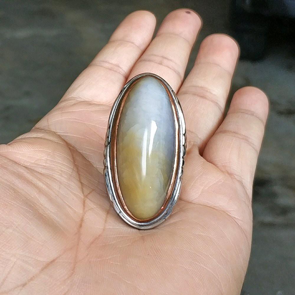 CINCIN BATU AKIK NATURAL PANDAN LUMUT LAWAS SERAT BETOK