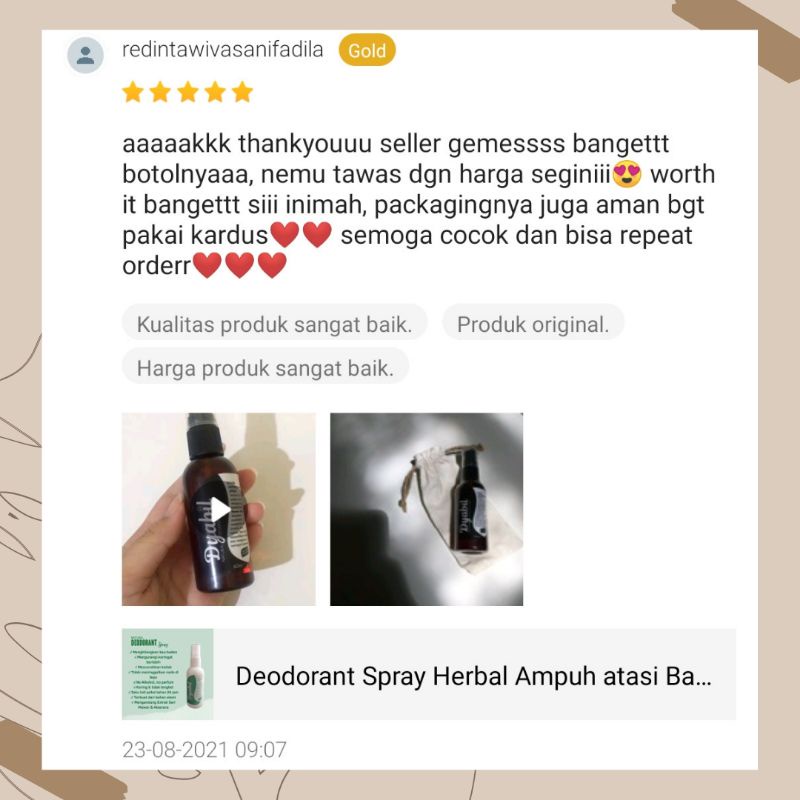 Deodorant Spray Herbal Ampuh atasi Bau Badan Keringat Berlebih