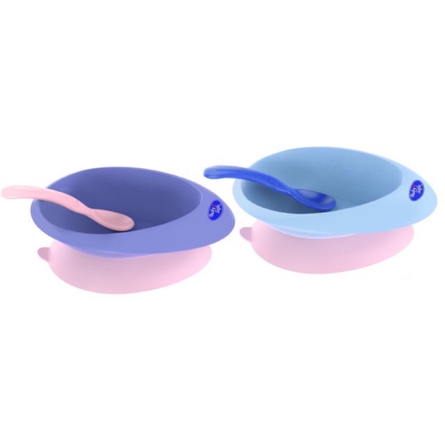 Baby safe suction bowl with spoon bs354 - mangkok bayi anti slip