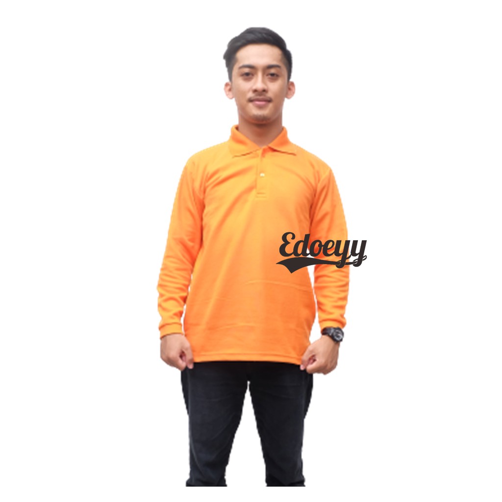 Kaos Polo Lengan Panjang ORENGE - Kaos Kerah Berkerah Pria - Baju Polo Shirt Polos Dewasa - Atasan