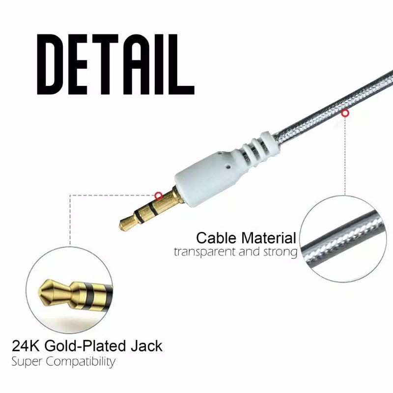 Kabel AUX 3.5mm to 3.5 mm Male to Male Jack Untuk Audio Mobil,MP3,Speaker Panjang 1,5M