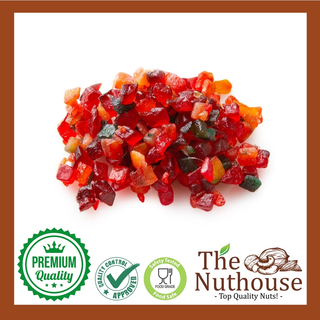 250gr Mix Peel Diced / Campuran Potongan Kulit Papaya, Orange &amp; Cherry
