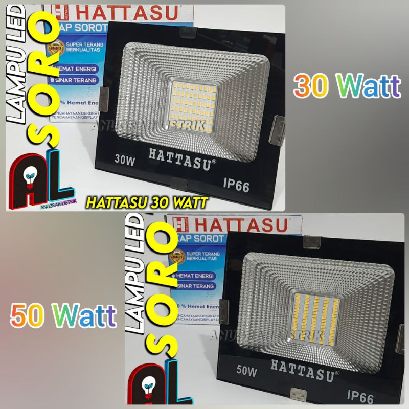 [HATTASU] Lampu Sorot Tipis LED 30W / 50 Watt Tembak IP66 Floodlight 30 Watt / 50W