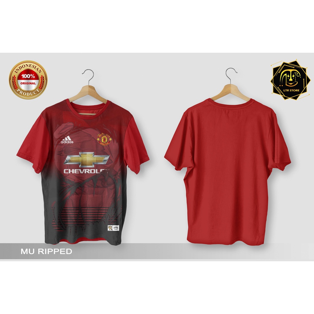 [ BAYAR DI TEMPAT ] BAJU PRINTING GAMBAR SEPAK BOLA MU RIPPED MANCHESTER - KAOS DISTRO ORIGINAL MOTI
