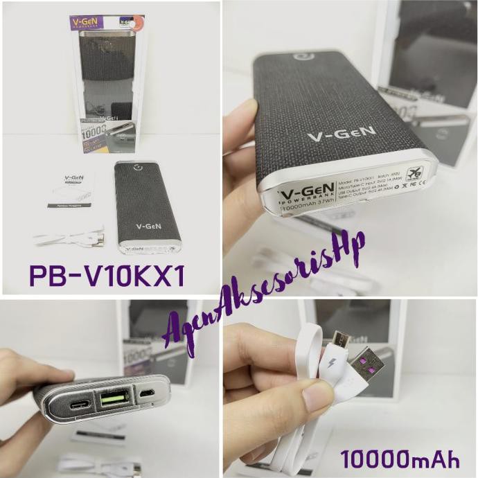 VGEN PB V10KX1 10000MAH POWERBANK PLATINUM FABRICTEXTURE LEDINDICATOR