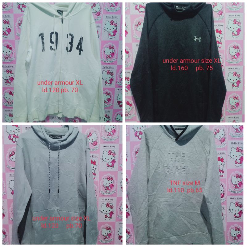 Hoodie second branded original under armour,tnf