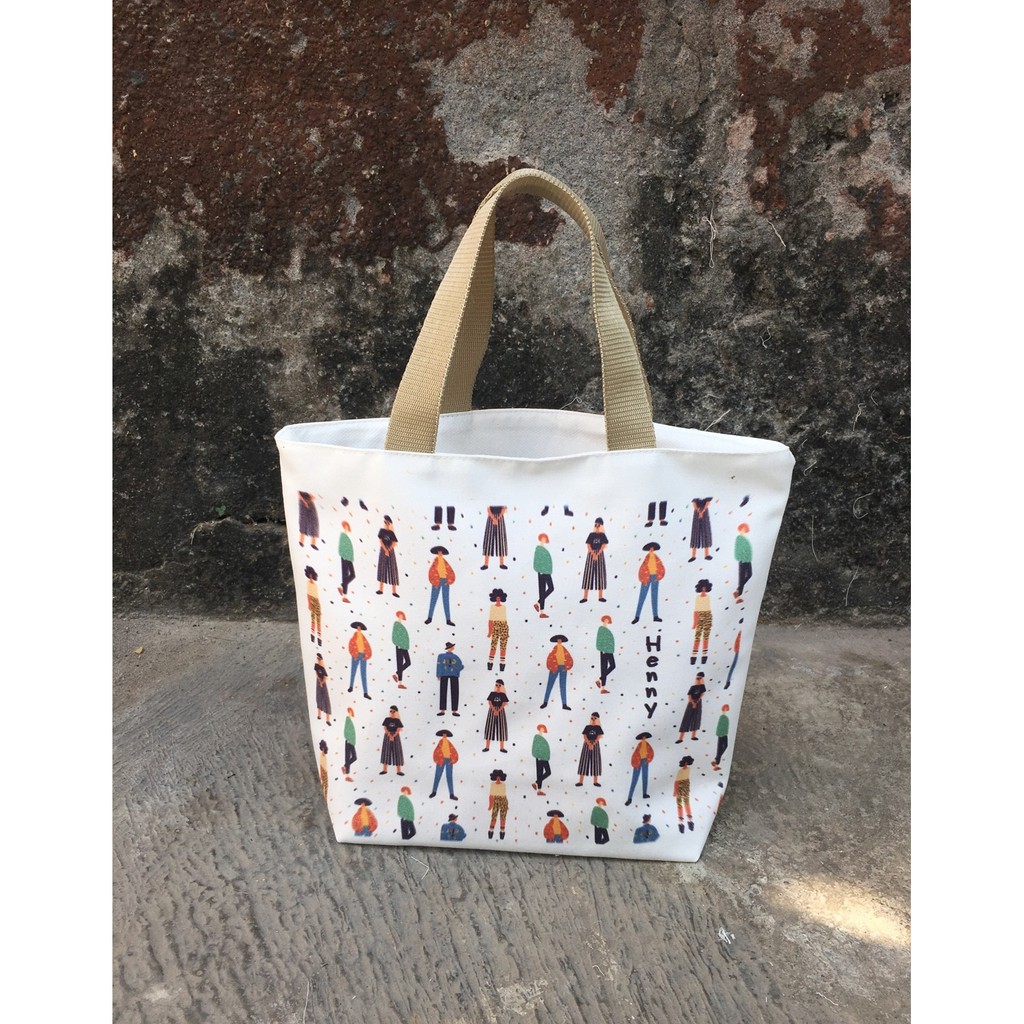 Mini totebag kanvas custom fullcolor print (Minimal order 10 pcs)