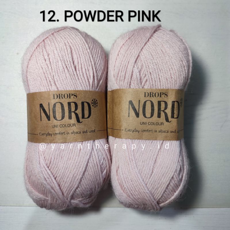 (POWDER PINK - 12) DROPS NORD Benang rajut wool alpaca import bisa untuk Kaos kaki sock - yarntherap