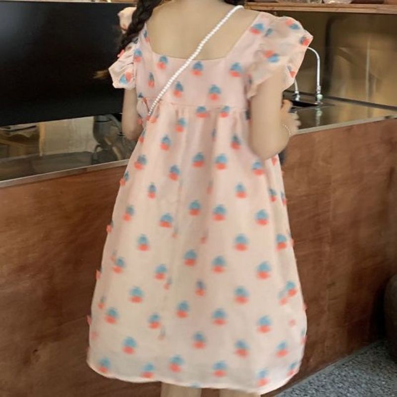 [MikanHiro Store] Dress Line A Cute Dress Peach Short Korean Style Summer Dress Gaun Lucu Remaja