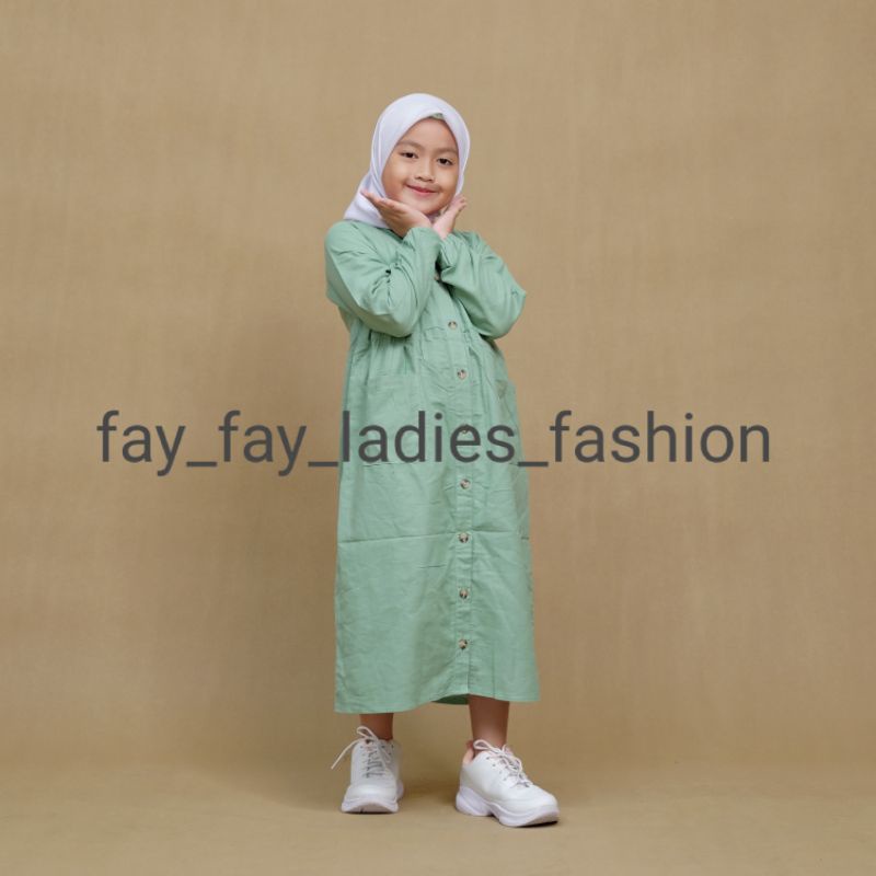 Midi Dress Anak Katun Linen Rami Premium