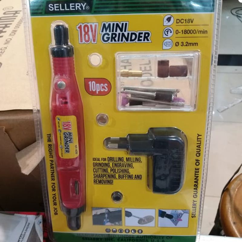 MINI GRINDER SELLERY 18V 07-439 MINI DRILL SELLERY 18 V VOLT 10 PCS
