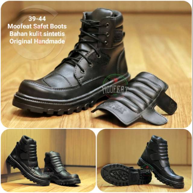 Boots Pria  Moofeat Safety Boots Bahan kulit sintetis Original Handmade Galeri Intan Bandung