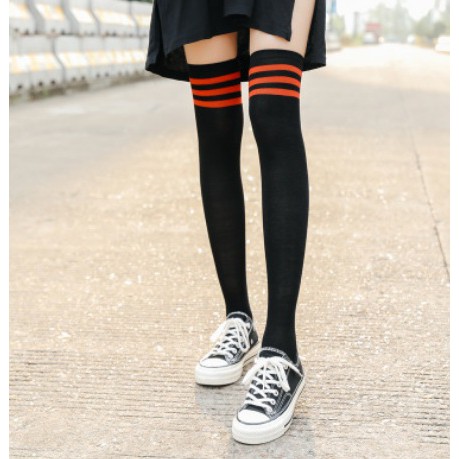 Kaos kaki  Wanita panjang sepaha di atas Lutut Over Knee Socks Korea polos strip sock-Motif 4