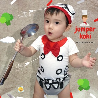  baju  bayi  jumper  bayi  model  karakter chef koki Shopee 