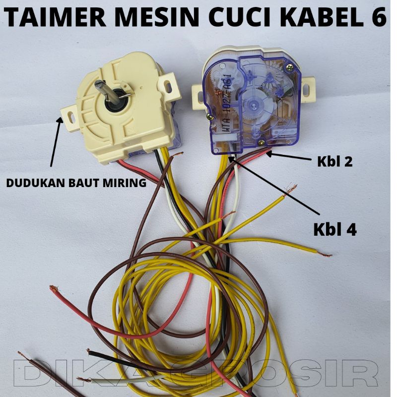 Timer mesin cuci kuping miring 6kabel