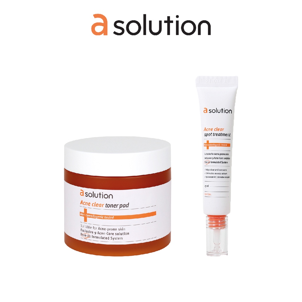 A SOLUTION Acne Toner Pad (60 pcs) + Acne Clear Spot Treatment 25ml