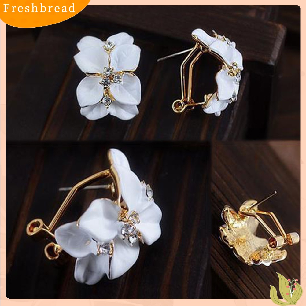 Fresh| Anting Tusuk Motif Bunga Gardenia Hias Berlian Imitasi Lucu Untuk Wanitahadiah