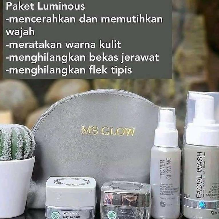 Skincare Paket Wajah Luminous Ms Glow Original Tangerang  gift Member resmi ber ID card 2W8