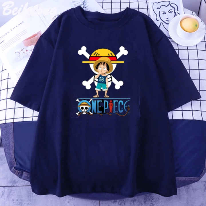 Kaos Dewasa Anime One Piece Luffy Kecil Berkaos 56 Print DTF standar Distro