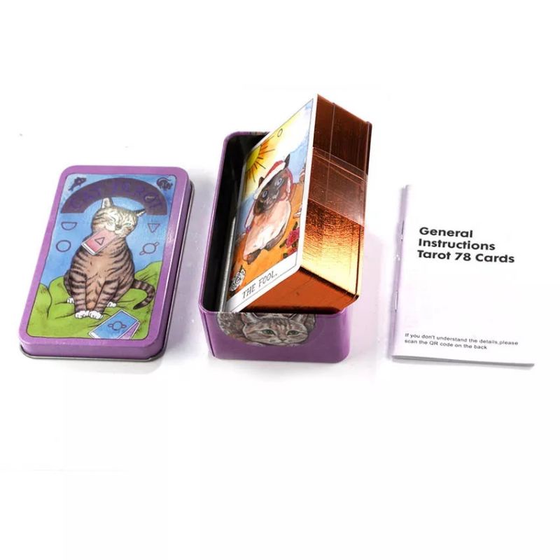 Tarot Cat dengan Kotak Kaleng pinggiran Orange