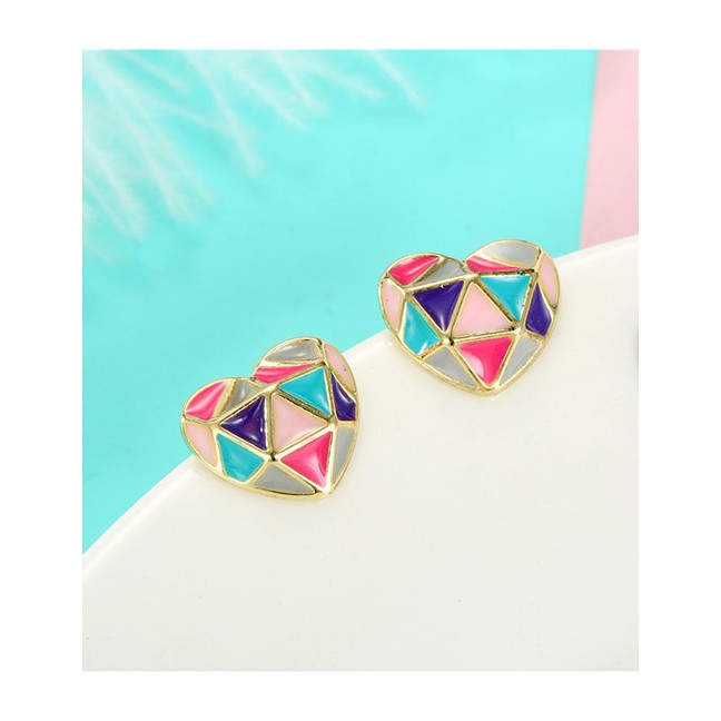 LRC Anting Tusuk Fashion Heart-shaped Geometric Drip Earrings D32495