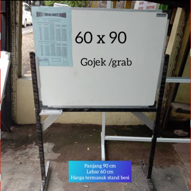 Whiteboard 60 x 90 cm + kaki stand siap gojek