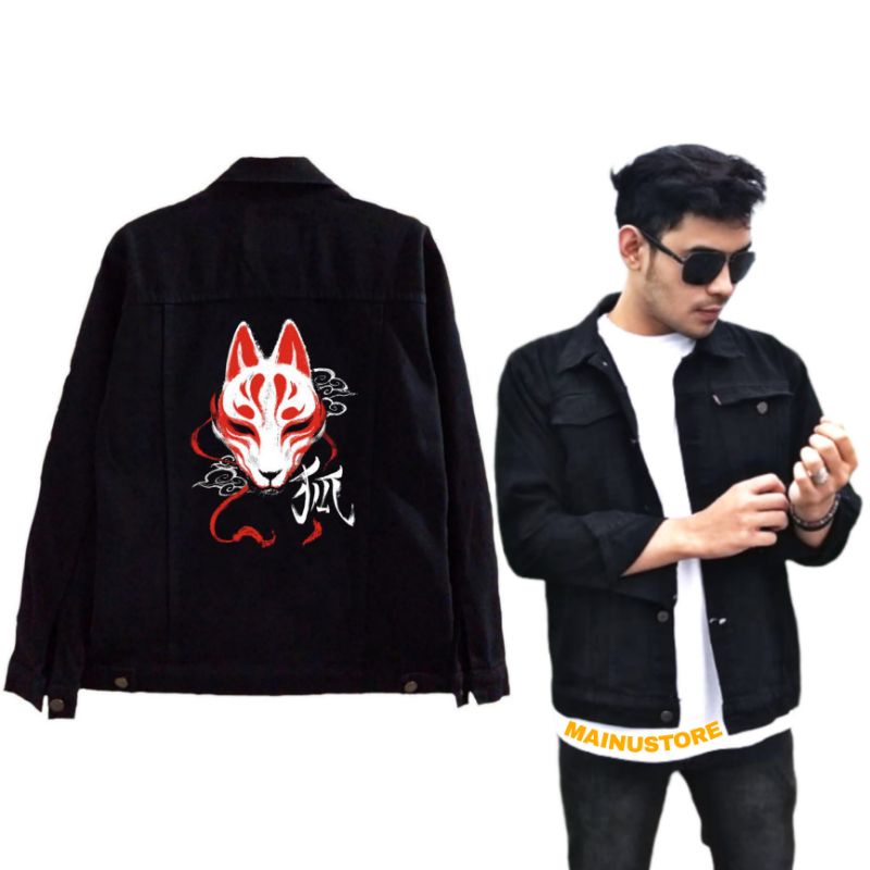 JAKET JEANS DENIM HITAM SABLON OVERSIZE PRIA ANBU JAPANESE TERRBARU MAINUSTORE